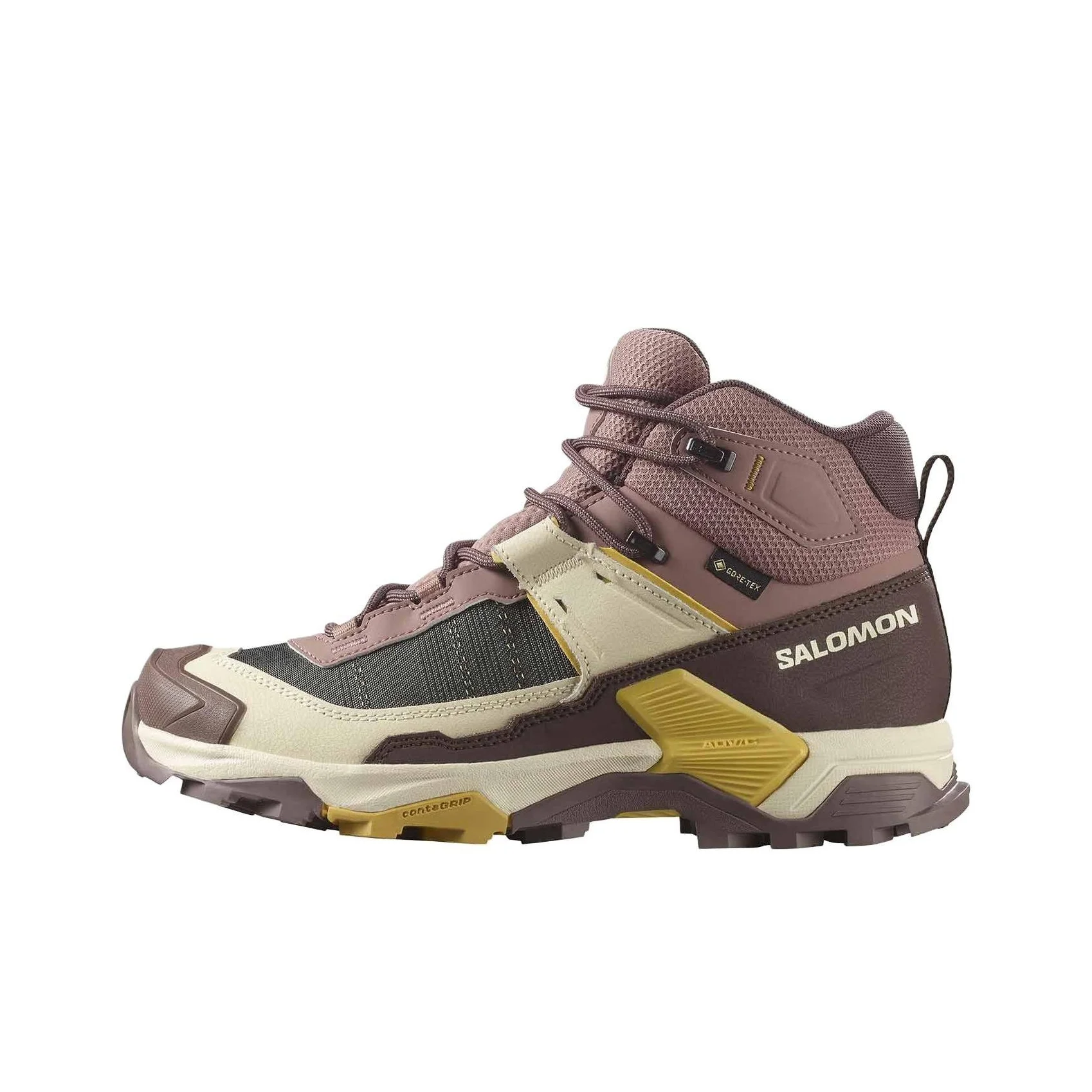 SALOMON X ULTRA 5 Fabric Waterproof And Breathable Lightweight Mid top Mountaineering Shoes Women's Beige Umber L47754400