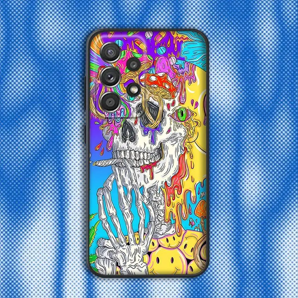 삼성 S25,S24,S21,S22,S23,S30,Ultra,S20,Plus,Fe,Lite,Note,10,9,5G 블랙 커버용 다채로운 사이키델릭 트리피 아트 전화 케이스