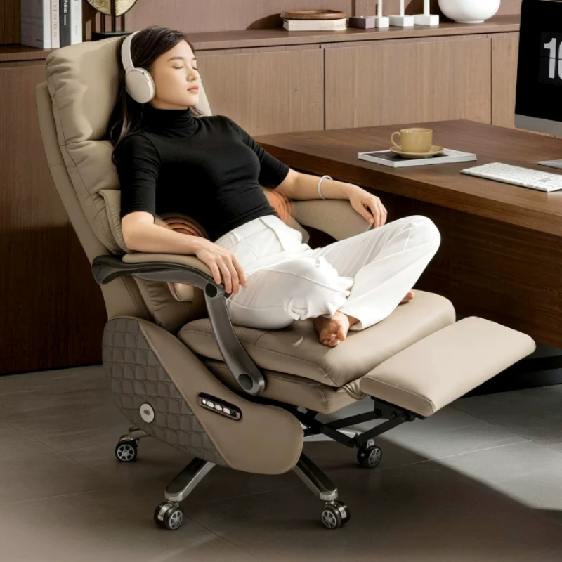 Multifunctional Motorized Leather Executive Office Seating Luxury Work Furnish Retractable Footrest Swivel Rest Furnishing