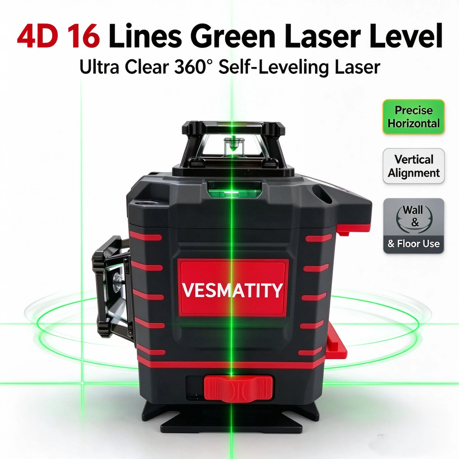 4D 16 Surround Lines Ultra Clear Long Distance Laser Layout Instrument, Independent Plane Switch Precision Measuring Tool