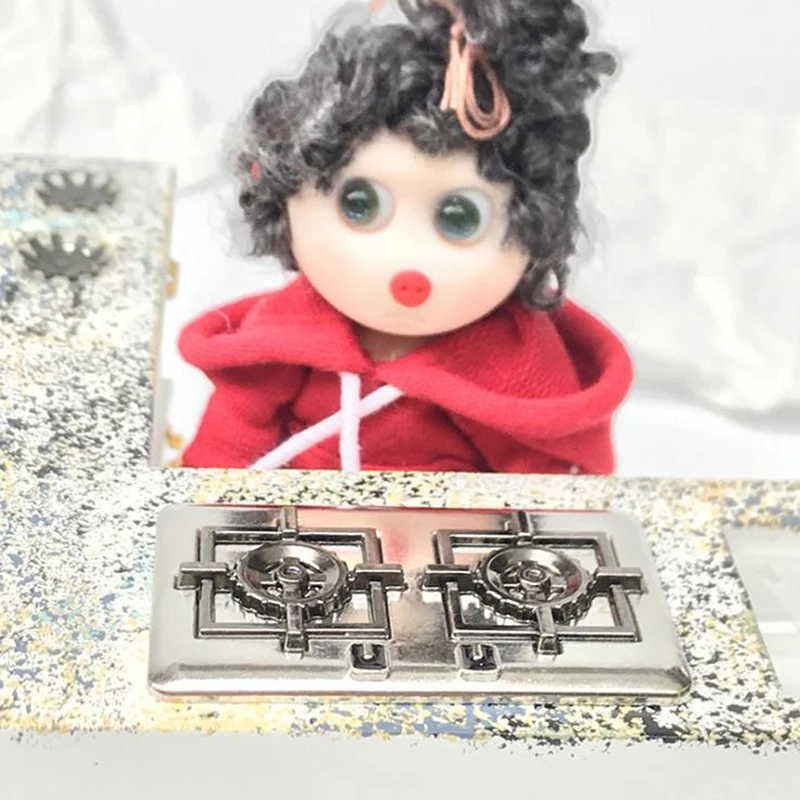 1Set 1:12 Dollhouse Miniature Gas Stove Metal Model Toy Doll House Decor