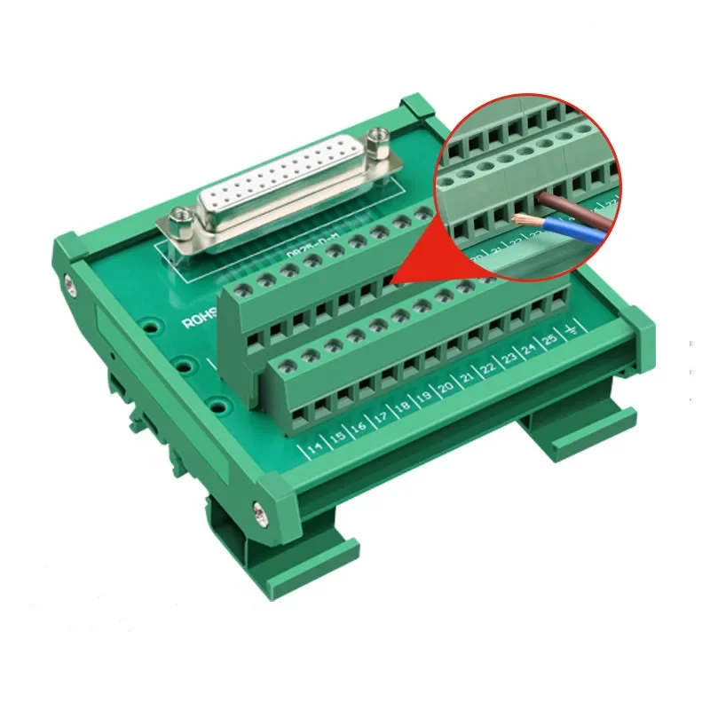 DB25 D Sub 25 Pin Connectors Male / Female Socket Terminal Block Breakout Board Adapter DIN Rail