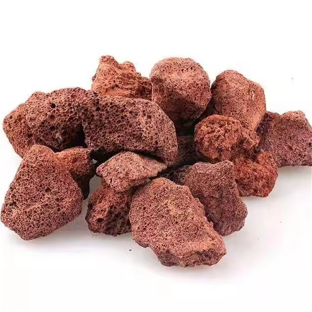 Natural Red Porous Volcanic Rock Raw Stone Decoration Planter For Fish Tank Aquarium Aromatherapy Accessories Essential Oil