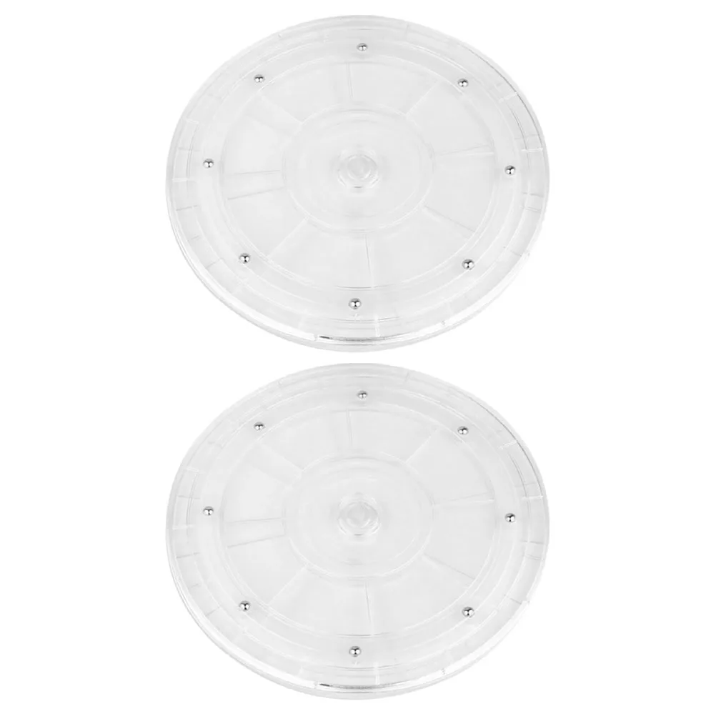 

2Pcs Rotating Turntable Clear Acrylic 360Degree Spice Organizer Tray Round Transparent Tabletop Kitchen Decor Storage