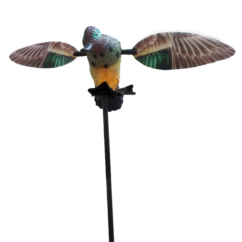 Realistic Hunting Bait Prop Remote Control Electric Green Head Flying Duck Garden Decoration Rotating Wings with Fake Duck Support