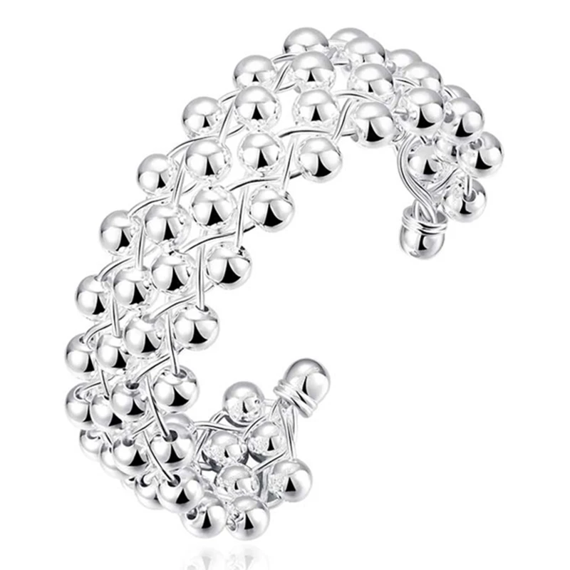 DOTEFFIL-pulsera de plata de ley 925 con cuentas lisas, brazalete para mujer, hombre, boda, compromiso, joyería de fiesta