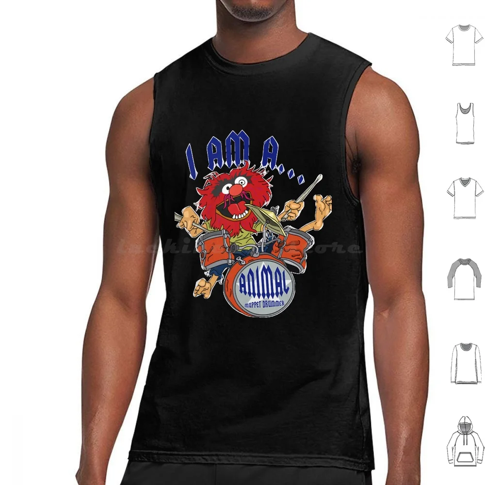 I Am A...animal Tank Tops Vest Sleeveless The Animal Cookie Monster Humor Jim Henson Show Retro Sesame St Sesamestreet Sesame