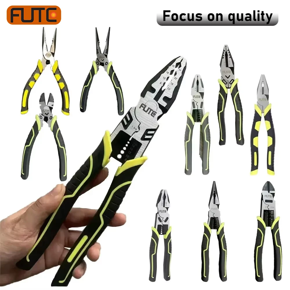 FUTE Multifunctional Universal Diagonal Pliers Needle Nose Pliers Hardware Tools Wire Cutters Electrician Repair 6/8/9/10 Inch