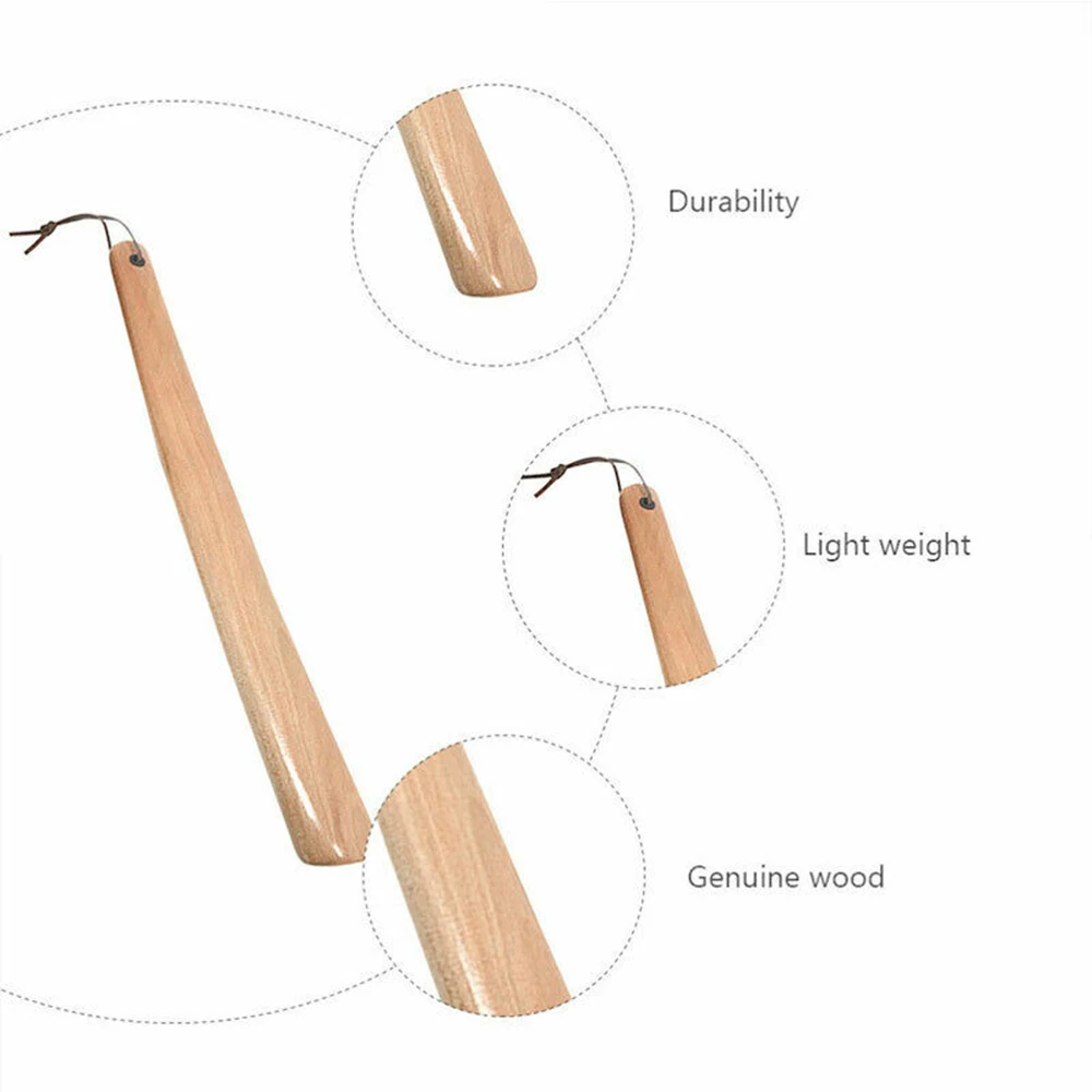 1 szt. 38cm długi uchwyt do butów rogi z drewna w kształcie łyżki do butów Unisex