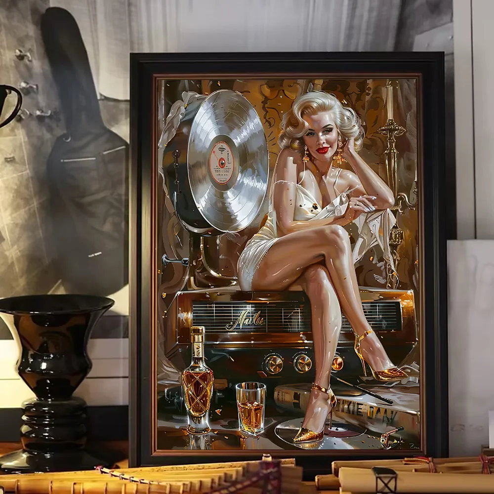 فستان مارلين مونرو الأنيق، ملصق مطبوع قماشي عالي الدقة، مناسب للمنزل، غرفة المعيشة، لوحة فنية جدارية لتزيين الاستوديو #1