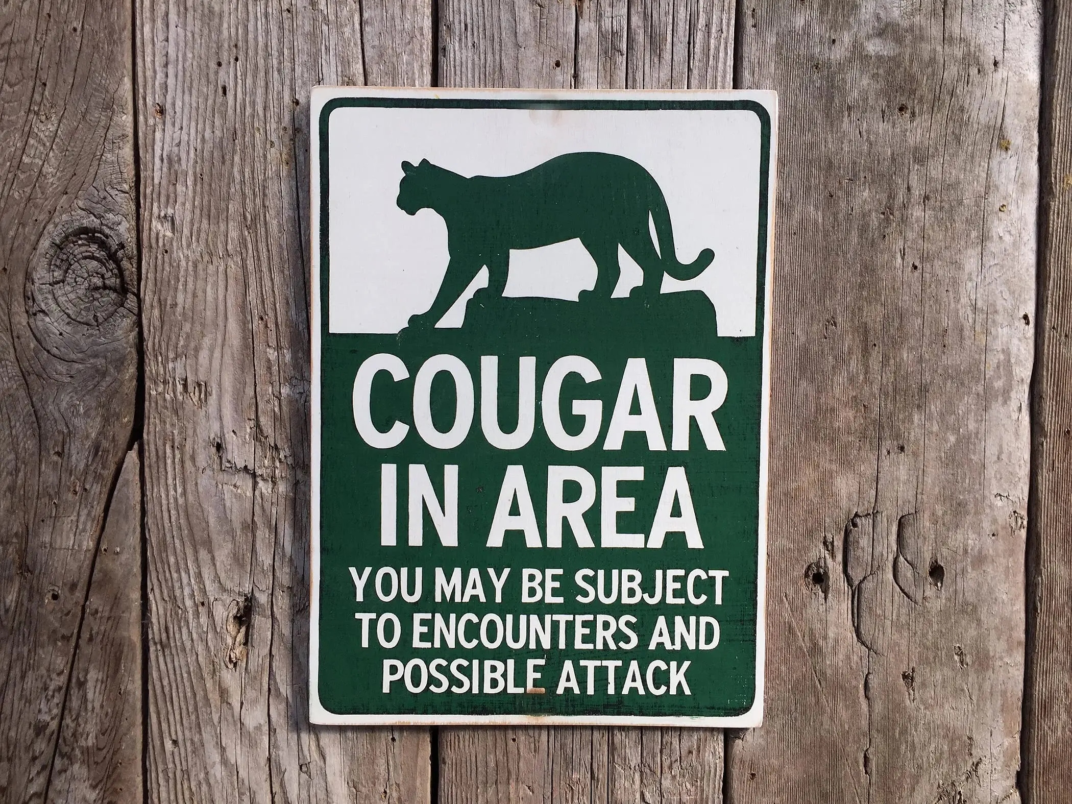 Eeypy Cougar Warning Sign Campground Sign National Park Wildlife Mountain Lion Sign Vintage Cat Bar Metal Signs for Outside Home