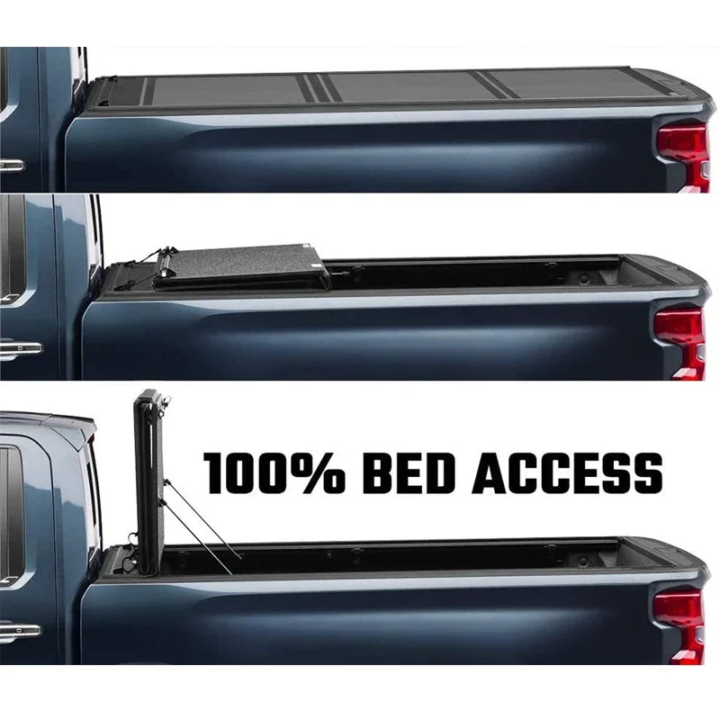 Pickup Cover Aluminum Alloy Hard Three Fold Cover Tonneau Cover For Hilux D-MAX NAVARA NP300 BT50 Universal Pickup Truck