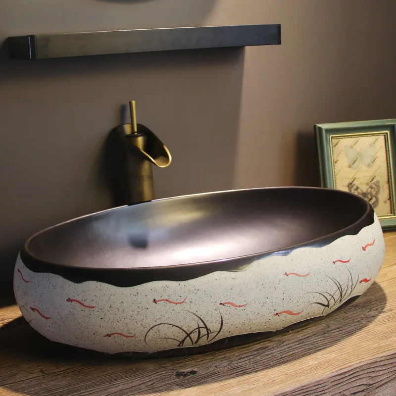 Ceramic art stage basin Chinese creative stage wash basin antique household