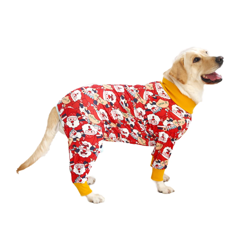 2024 New Dog Pajama for Large Dogs for Large Medium Santa Claus Soft Material Stretchable Dog Pajamas Onesie Dog Apparel