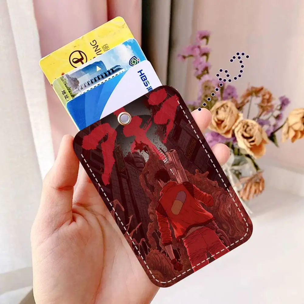 Akira Future Tokyo Sci-Fi Cartoon 1Pc Access Card Case Leather Card Holder Keychain Key Ring Door Access Tags ID Card