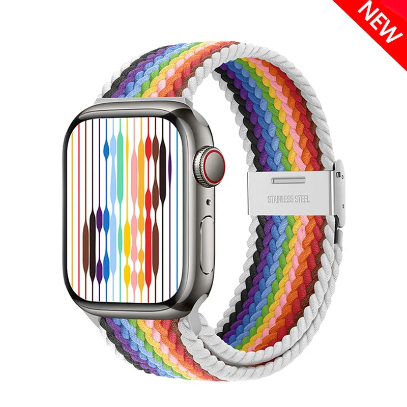 Braided Solo Loop For Apple watch band 45mm 41mm 44mm 40mm 42mm 49mm Elastic Nylon bracelet iWatch serie 3 se 6 7 8 ultra strap