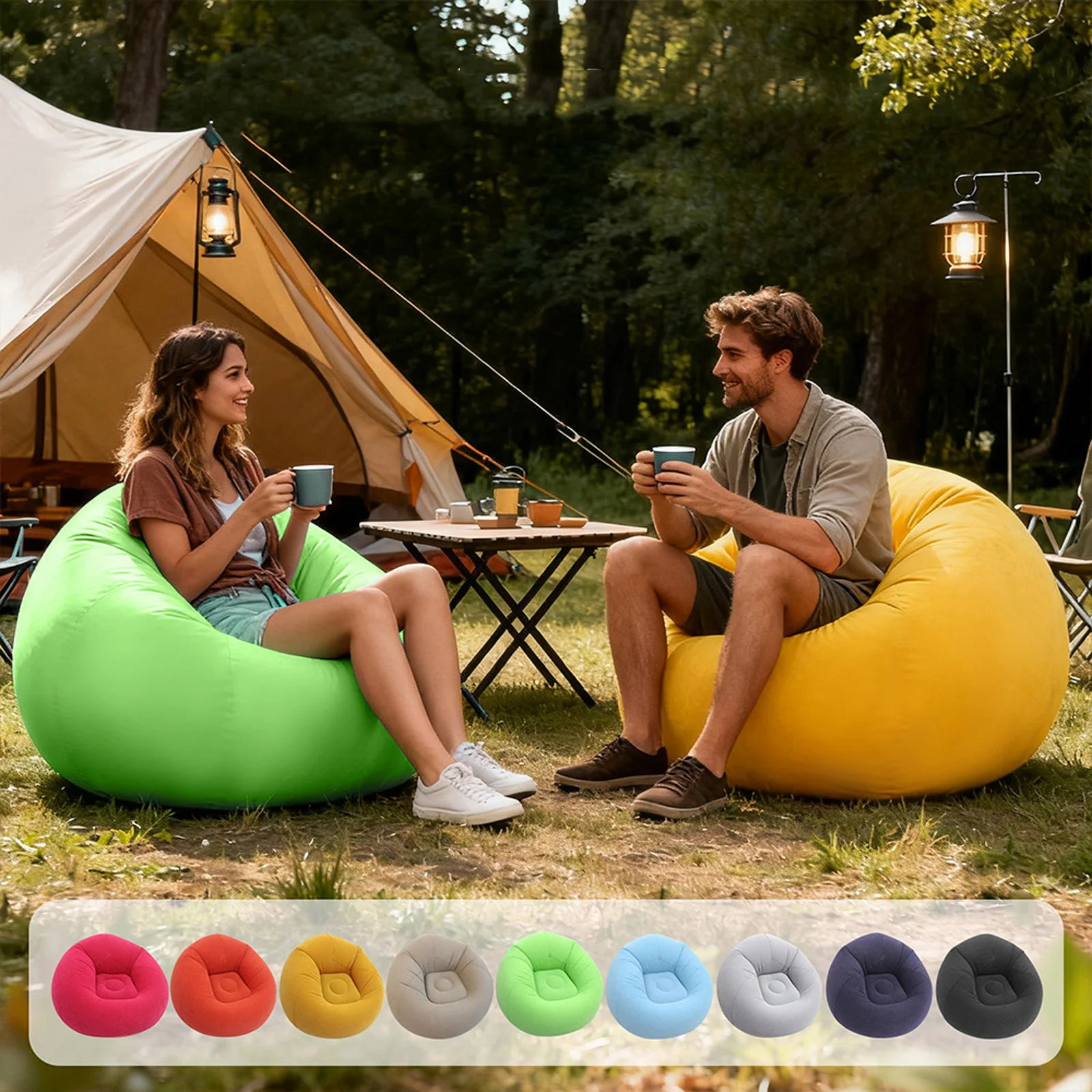 غطاء أريكة قابل للنفخ عالي الجودة كرسي حقيبة كسول جلوس فردي لغرفة النوم الصغيرة أو الشرفة (غطاء) #2