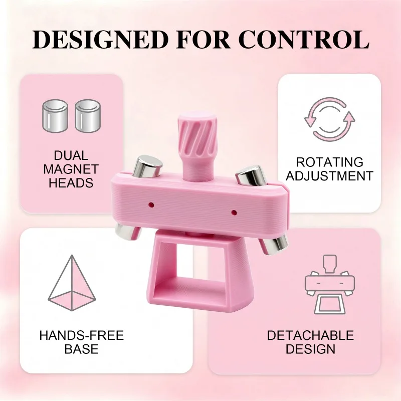 Powerful Automatic Cat‘s Eye Magnet Tool Rotatable Design Wide‑Light Glass Bead Nail Art Magnetic for Cat Eye Gel Nail Polish