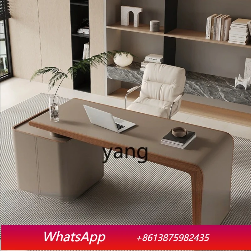 

LMMMinimalist Designer High-Grade Desk Modern Home Saddle Leather Office Writing Computer Desk