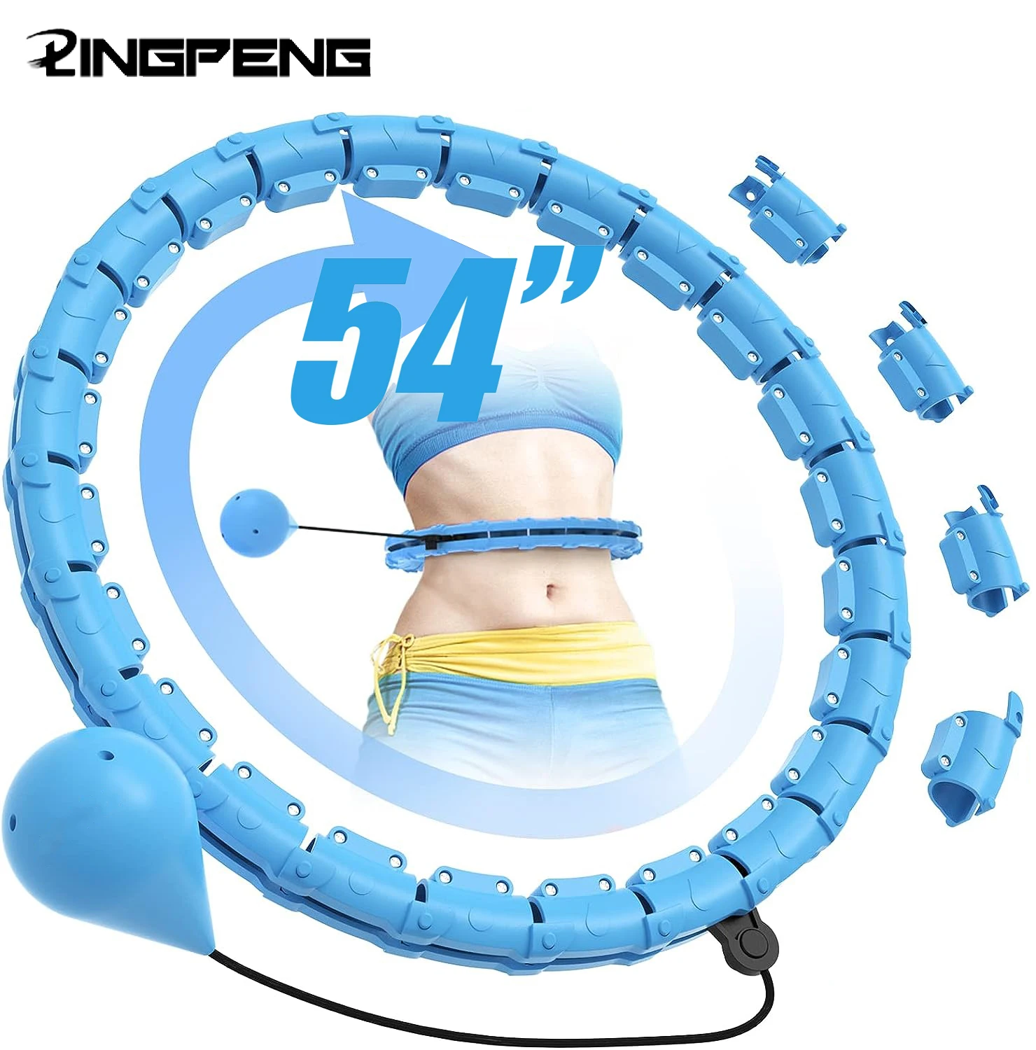 Weighted Fitness Hoop for Adults & Kids Detachable Knots Abdomen Weight Loss 2 in 1 Abdomen Fitness Weight Loss Massage