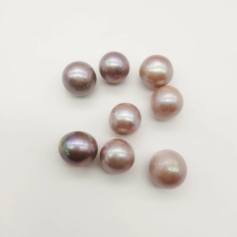 Natural Freshwater Baroque Pearl Beads Purple Edison Pearls Nearly Round Smooth Beads for Jewelry Making DIY Earrings Necklace