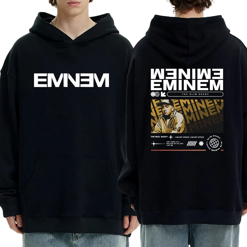 

Eminem The Real Slim Shady Fleece Hoodie Long sleeve Men Women vintage Autumn Double Sided Printed Sweatshirt Unisex streetwear