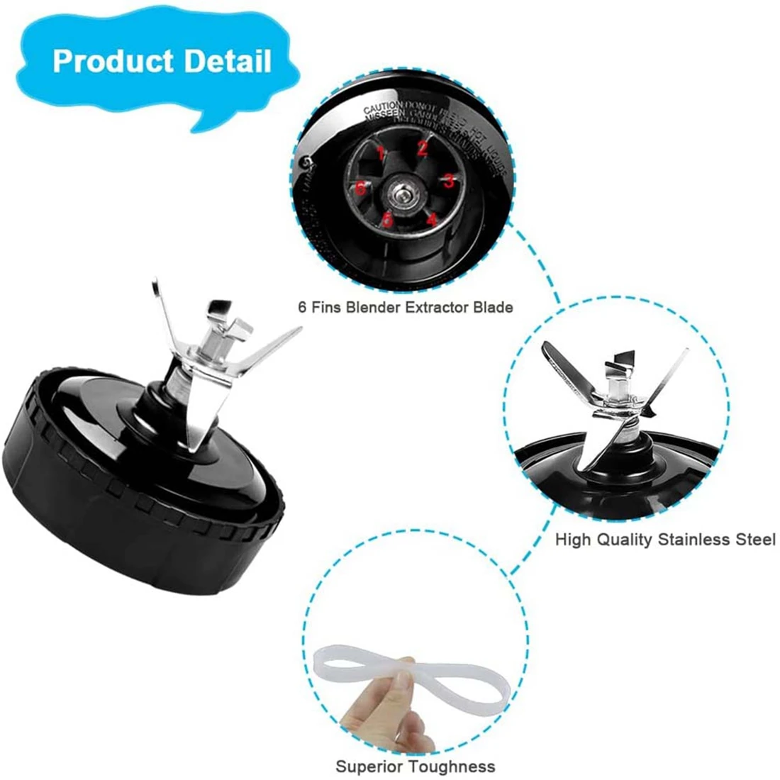 accessori agitatore 6 alette per parti di ricambio frullatore Ninja, per Nutri Ninja Auto IQ BL450-70, BL451-70, BL454-70, BL455-70