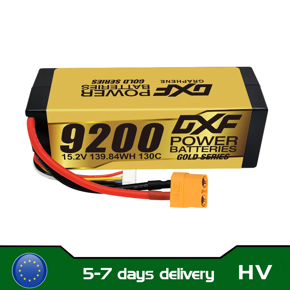 DXF graphène Lipo 4s 9200mAh 130C 15.2V batterie Version or série de course étui rigide pour voiture RC camion Evader BX Truggy 1/8 Buggy