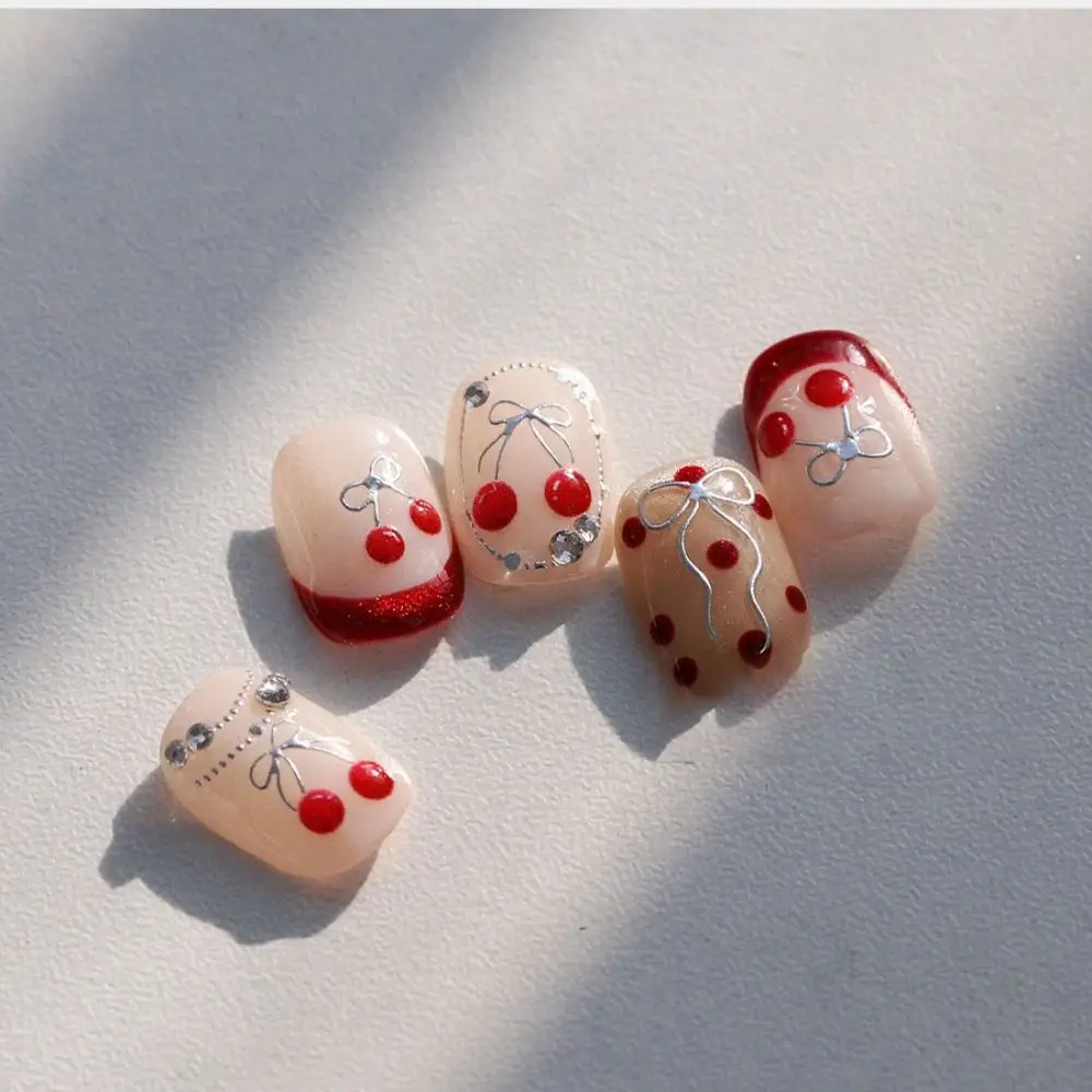 Adesivi per unghie 5D con frutta dolce e fragola, decorazioni per decalcomanie per manicure con fiocco fai da te, adesivi autoadesivi per nail art