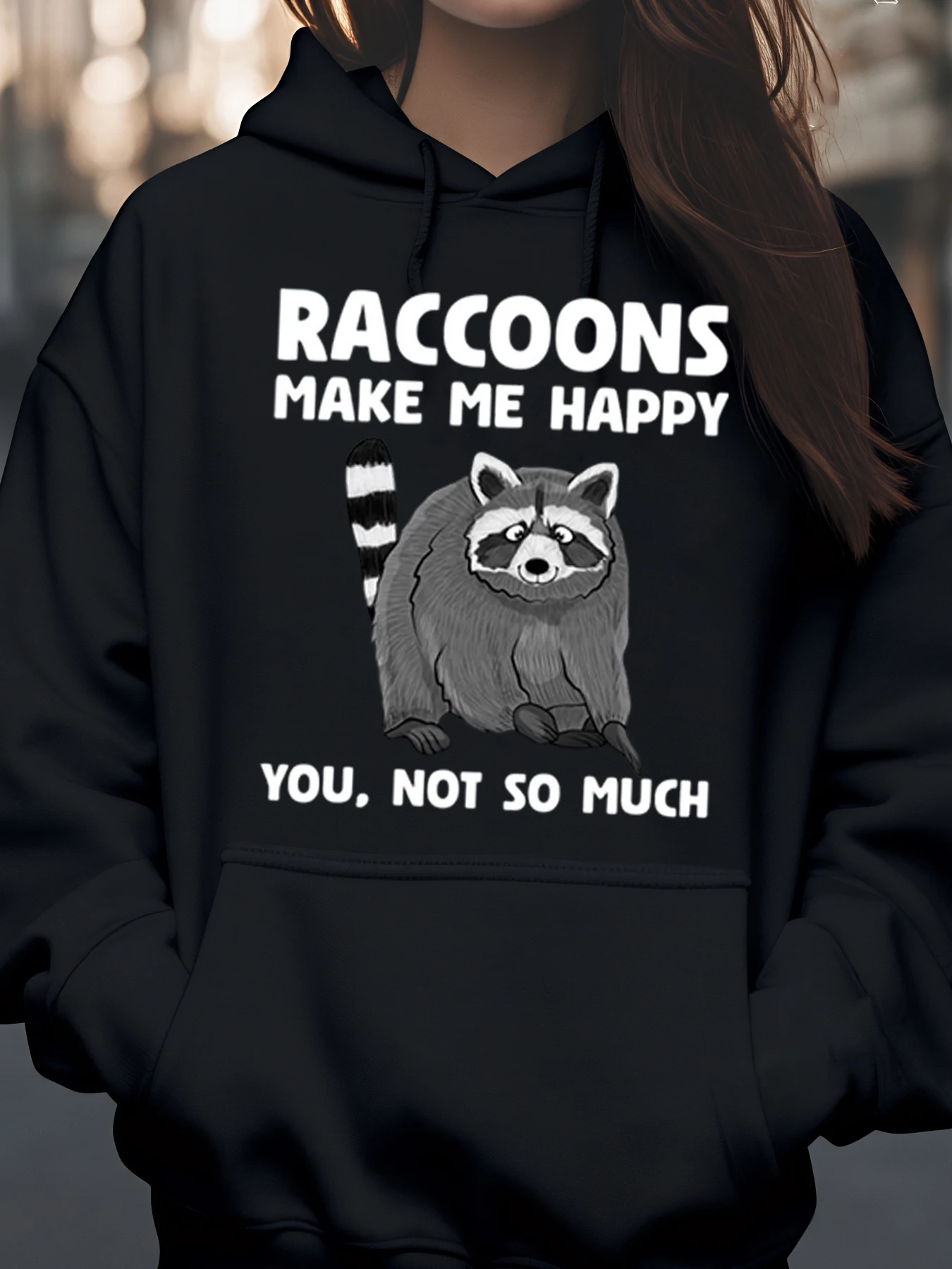 

Толстовка с принтом «Еноты делают меня счастливым, ты не очень», осень-зима, повседневная одежда унисекс для взрослых