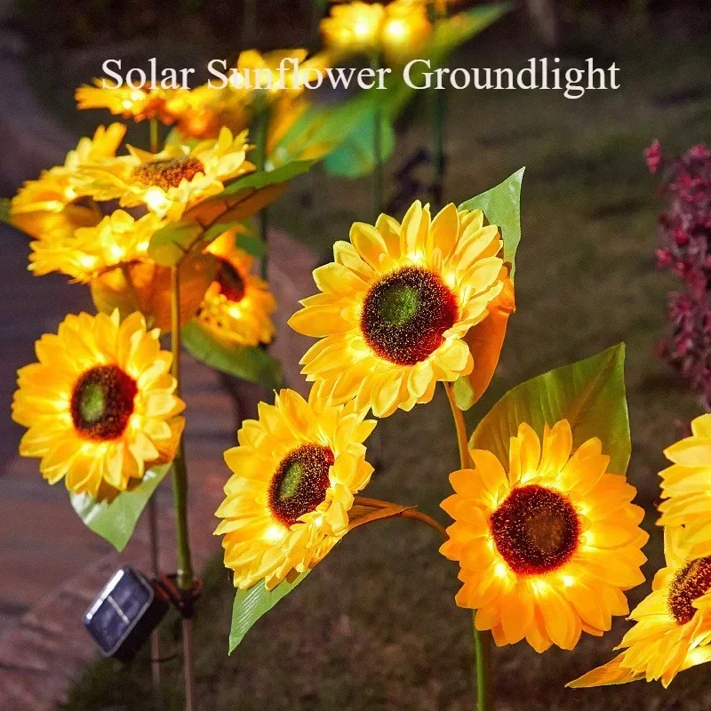 Simulated Outdoor Solar Sunflowers Smart Sense Garden Lights Yard Wedding Thanksgiving Decor Light Waterproof LED Lawn Light