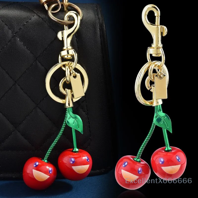 

Fashion Smiling Cherry Keychain Cherries Bag Pendant Keyring Backpack Decoration Accessories Gifts Women Men Car Key Chains