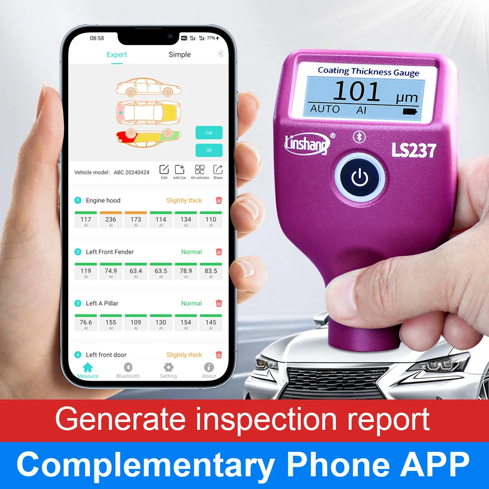 Detector de comprobador de pintura de coche de alta precisión, probador de espesor de película, medidor de pintura de coche, medidor de espesor de recubrimiento