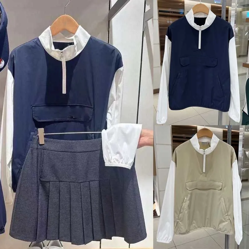 

Новая женская куртка для гольфа: ветровка с воротником-стойкой на молнии до середины груди, из мягкой ткани, с длинными рукавами, в стиле колор-блок.