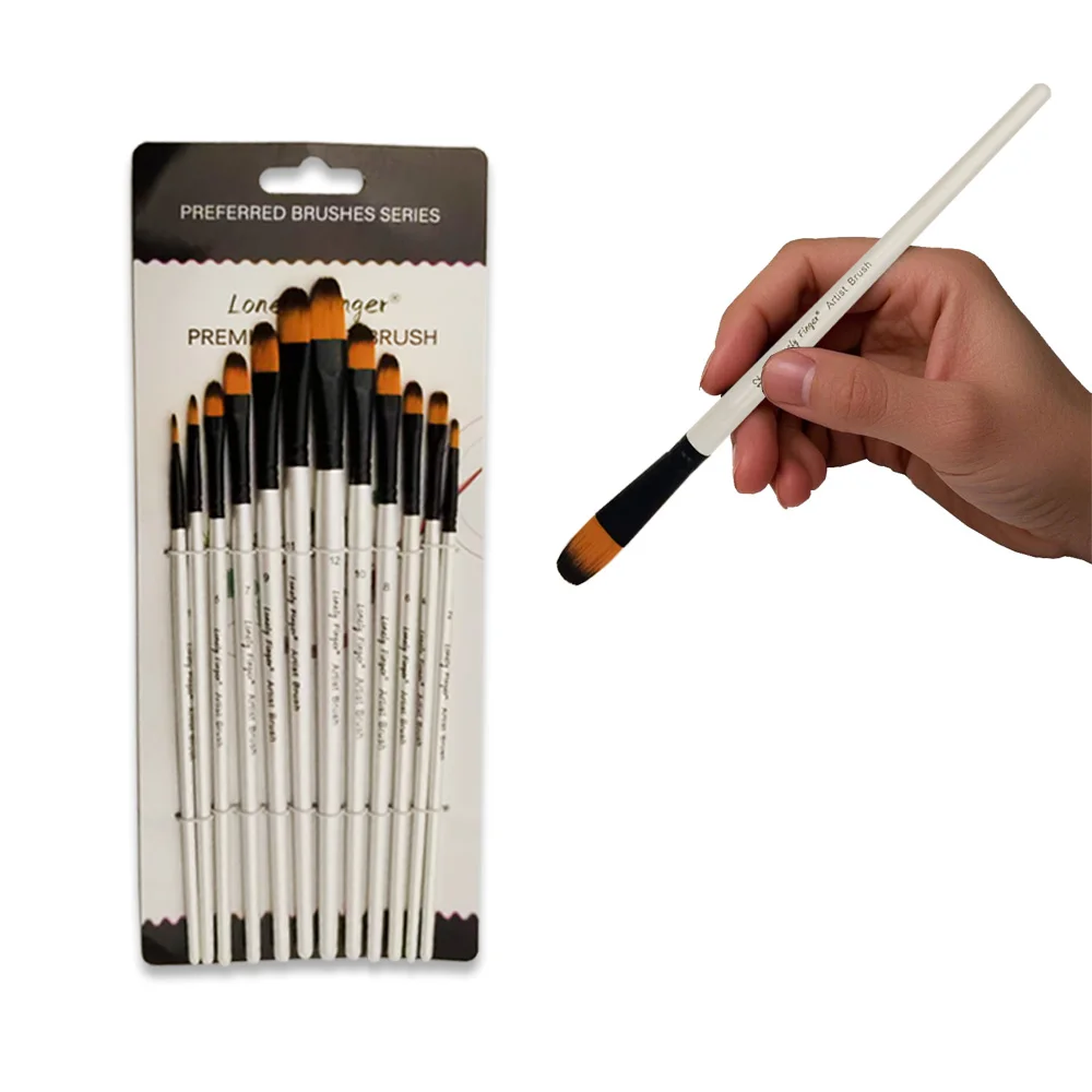 12/48 قطعة من فرش طلاء الأكريليك، مجموعة فرش طلاء شعيرات صناعية احترافية، مجموعة فرش طلاء مسطحة، فيلبرت، مستديرة، زاوية