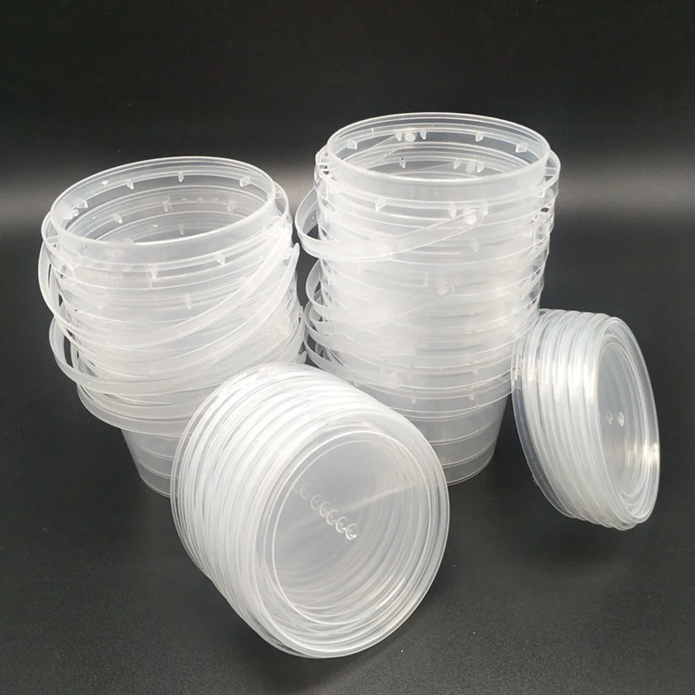 

Ice Cream Storage Tank 2L Clear Round Containers Plastic Bucket with Lid for Food Household Hand Bucket Storage Box