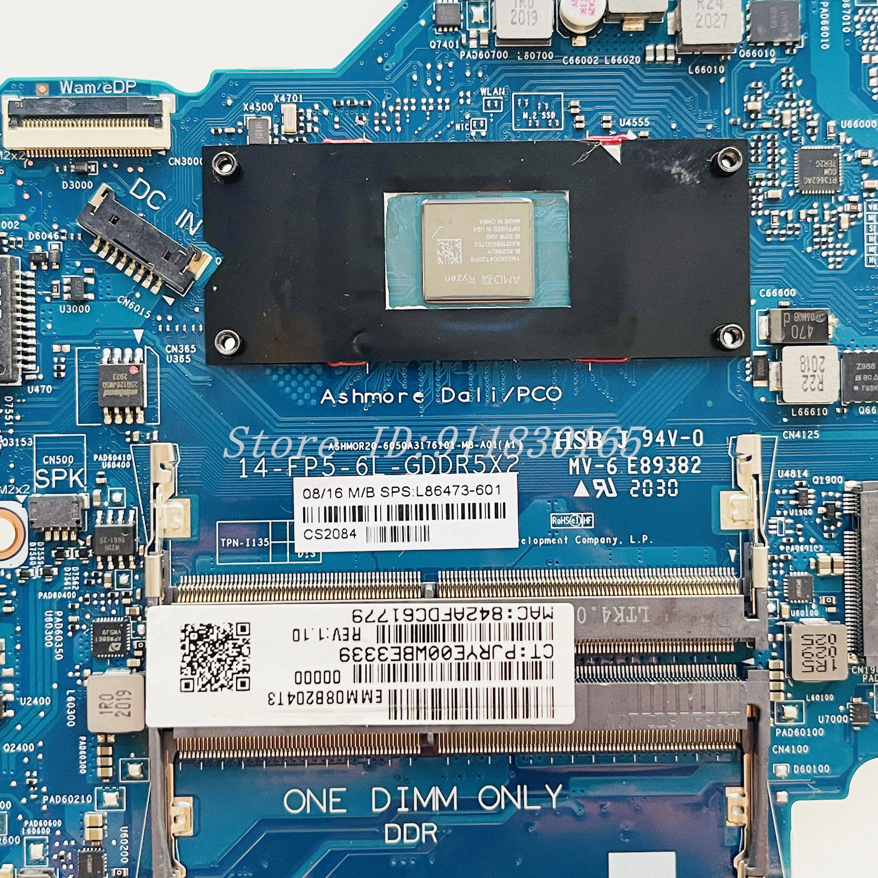 6050A3068501 6050A3176101 MB For HP 14-DK 14S-DK 245 G7 Laptop Motherboard L86473-601 Ryzen R3 R5 CPU DDR4 Mainboard 100% Work