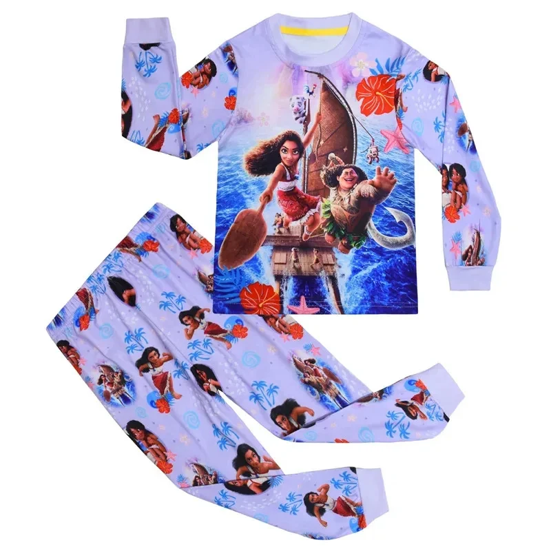 ♥AA Anime Cosplay Spring Autumn Vaiana Children's Clothing Sets Girls Sleepwear Kids Pajamas Suits Maui Costumes Baby G New 2026 view 2