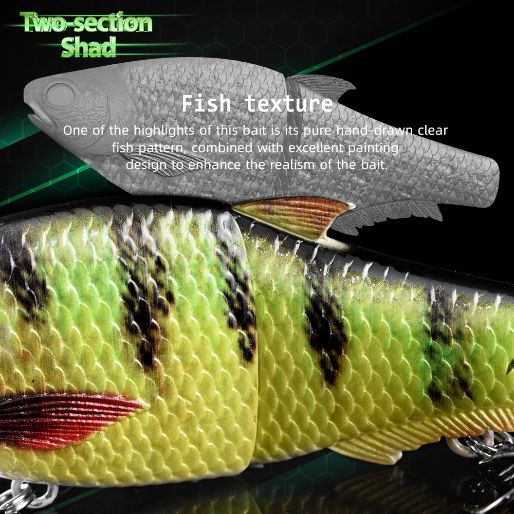 Lebendig geschnitzte Fischschuppen am Körper, langsam sinkender Metallgelenk-Weich-PVC-Schwanz, S-förmig geschnitzter Gleit-Angelköder – Detail 4