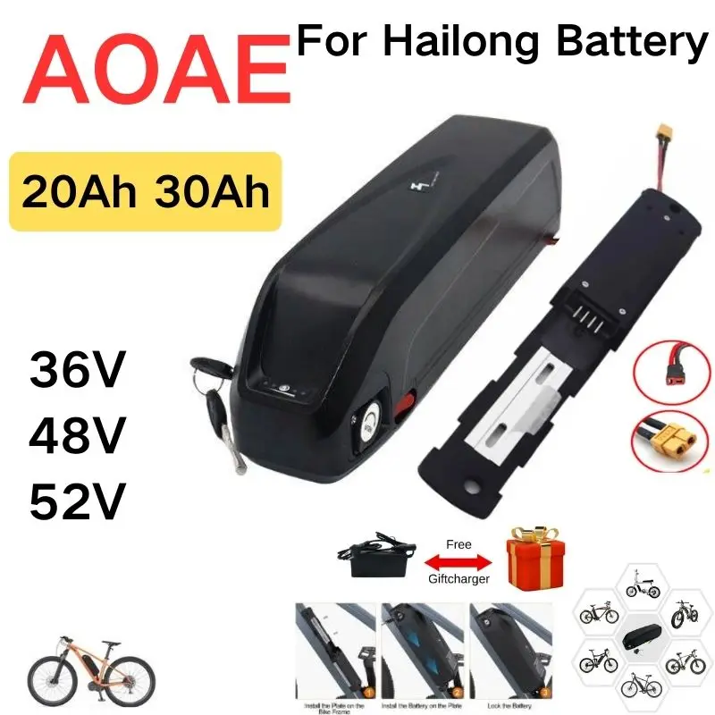 Batterie Hailong 36V 48V 52V 20Ah 30Ah pour moteur Bafang BBS02 BBS03 BBSHD, puissante et longue durée de vie.