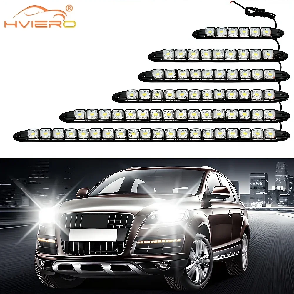 1x 6/9/10/12led cob drl daytime running luz de nevoeiro automóvel dc 12v flexível ajustar à prova dwaterproof água lâmpada preto alta brilhante