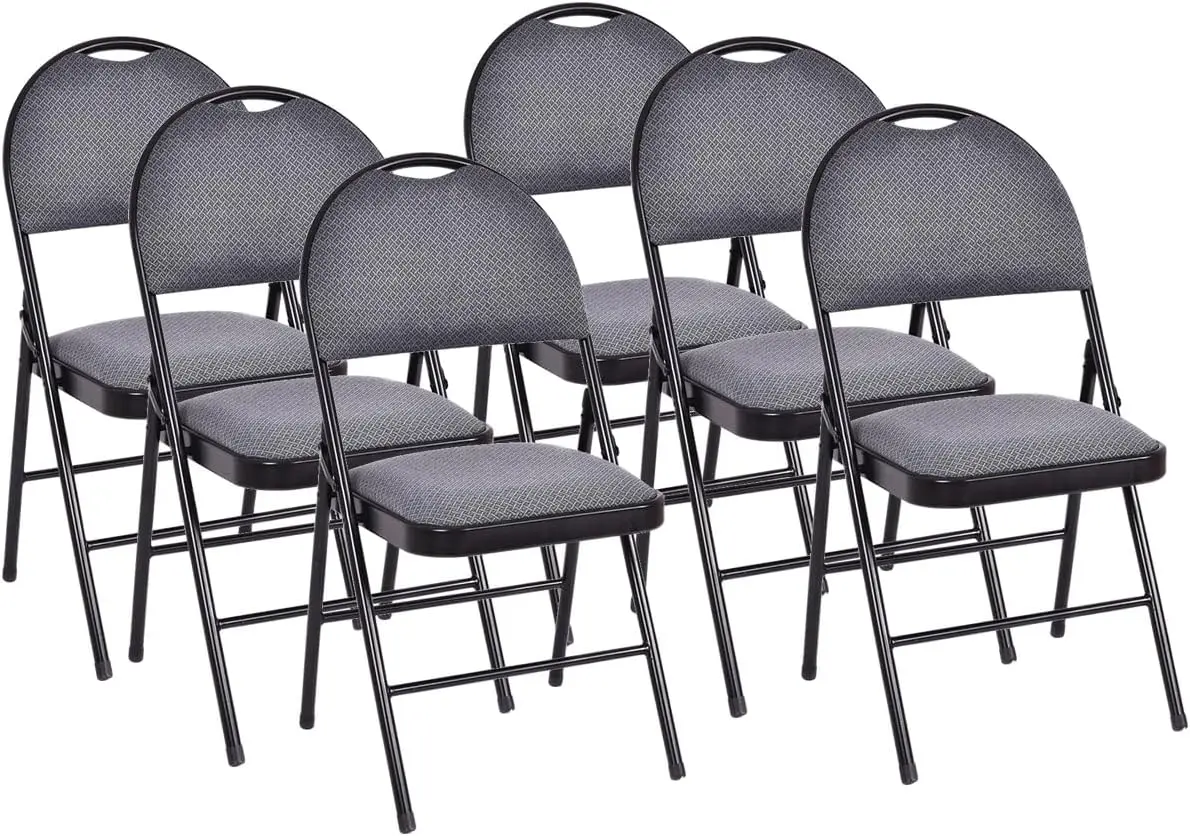 

6-Pcs Folding Chairs Set - Foldable Dining Chairs With Upholstered Seat, Non-Slip Footpads, Commercial Guest Chairs, Pa Of 6