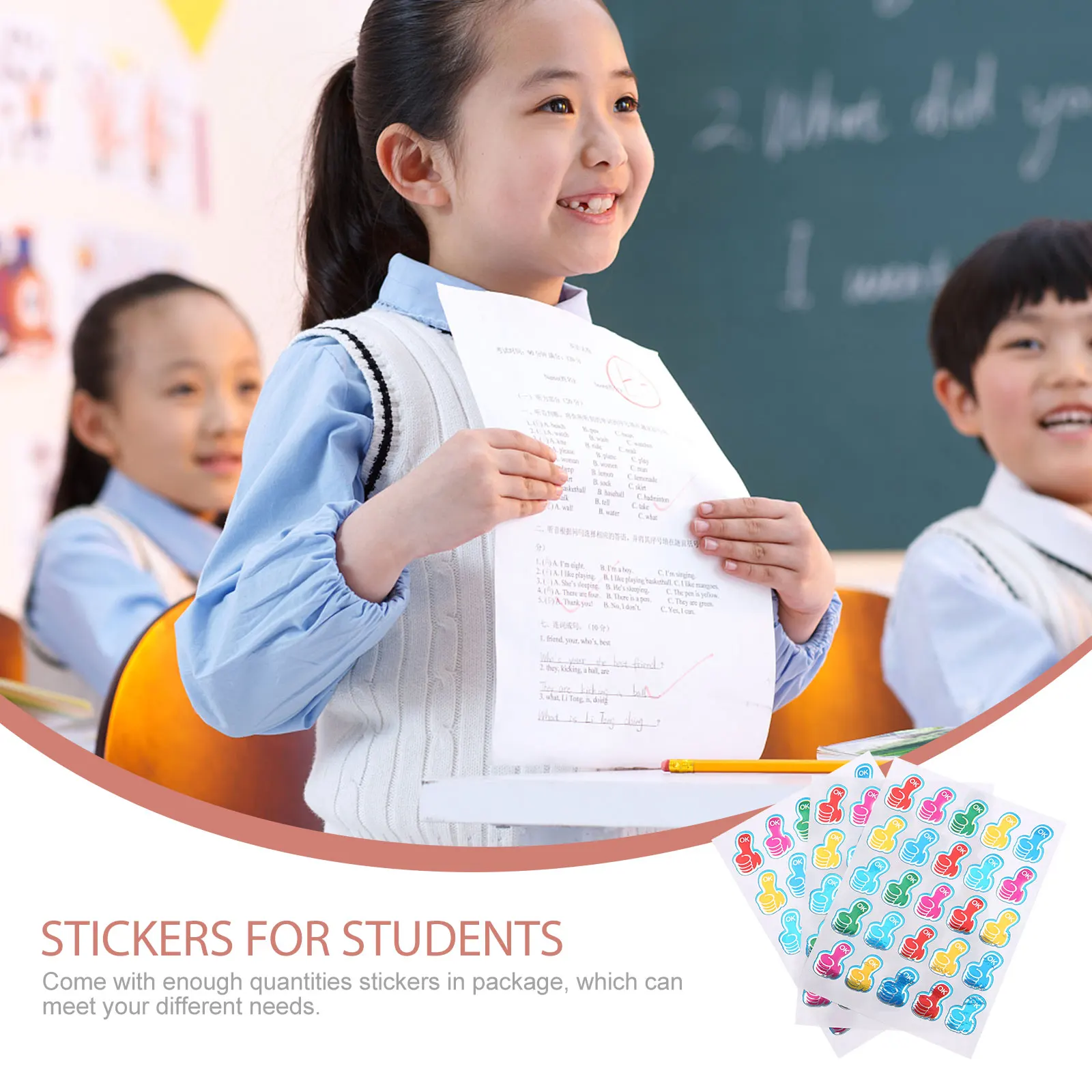 

20pcs Kids Thumb Pattern Reward Chart Classroom Incentive Stickers Self-Adhesive Shaped Stationery Labels For School