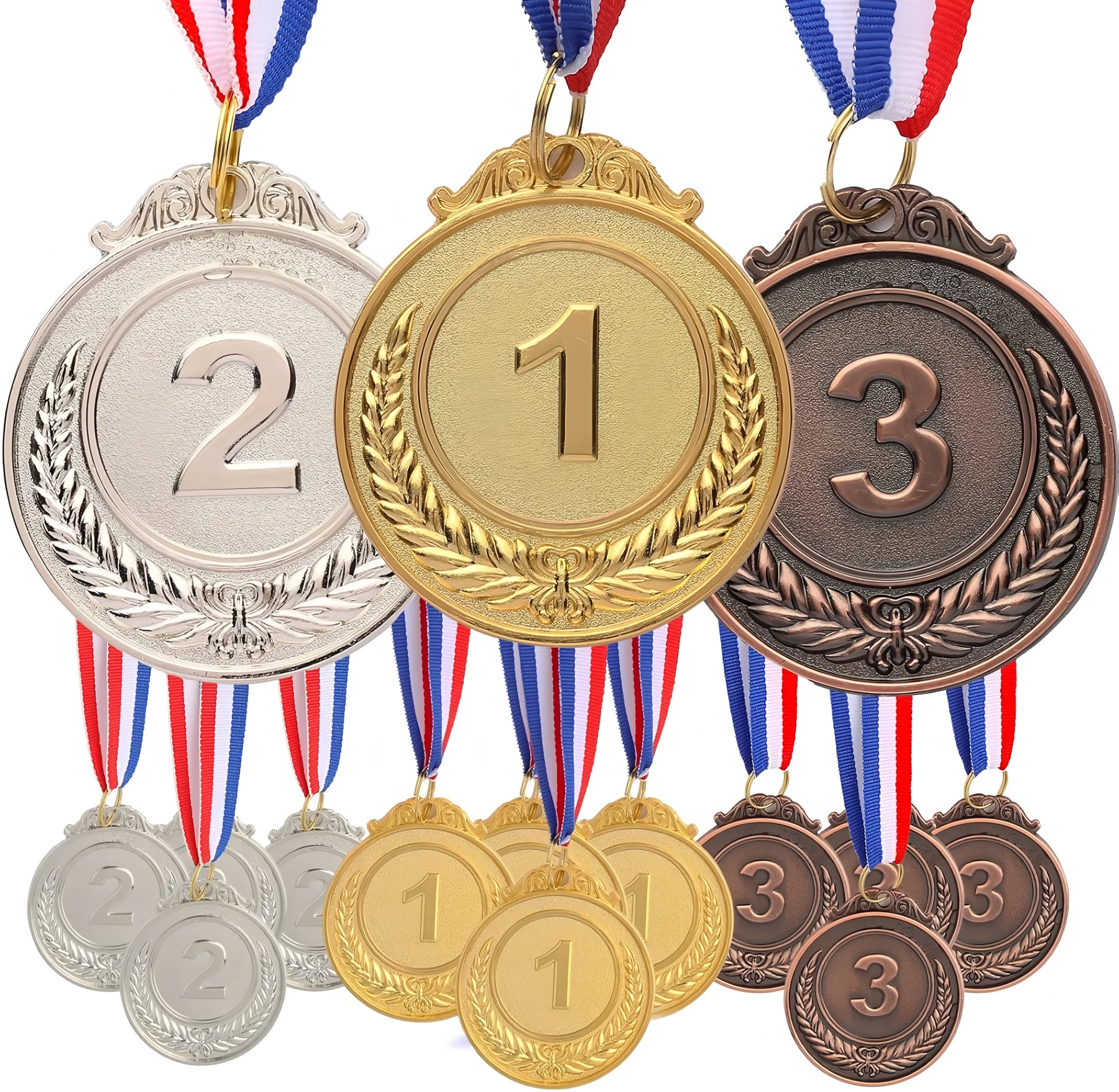

50pcs/lot Gold Silver Bronze Awards Sports Winner Metal Medals Prizes Competitions Party Classroom Spelling Bees Gift