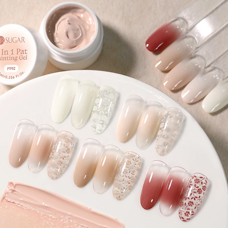 UR SUGAR 8ml Nail Art Patting Gel High Saturation Solid Color Gradient Shading Pat Painting Stamping 4-in-1 Nail Gel Polish DIY