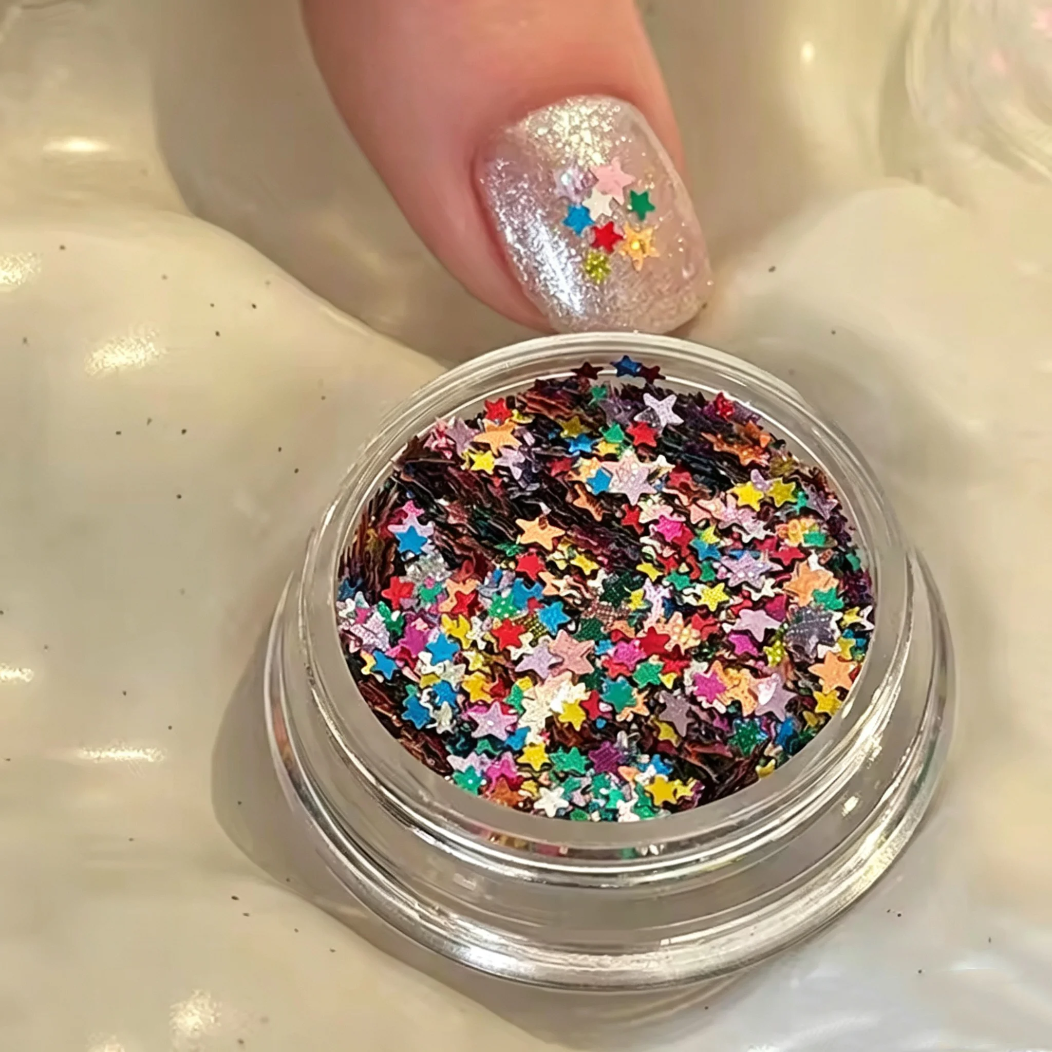 New 1Box Mix Mini Star Nail Glitter Colorful Star Sequin Gold Silver Thin Sheet Five-Pointed Star Glitter Nail Art Decoration
