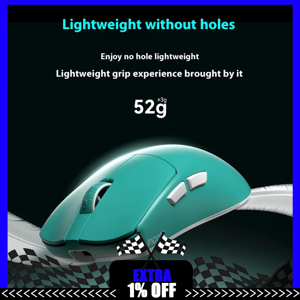Incott 039 Mouse Dual 8K Tri Mode Gaming Mouse 2.4G/Bluetooth Paw3950 52g Lightweight 500mah RGB Mouse For Middle Hand Accessory