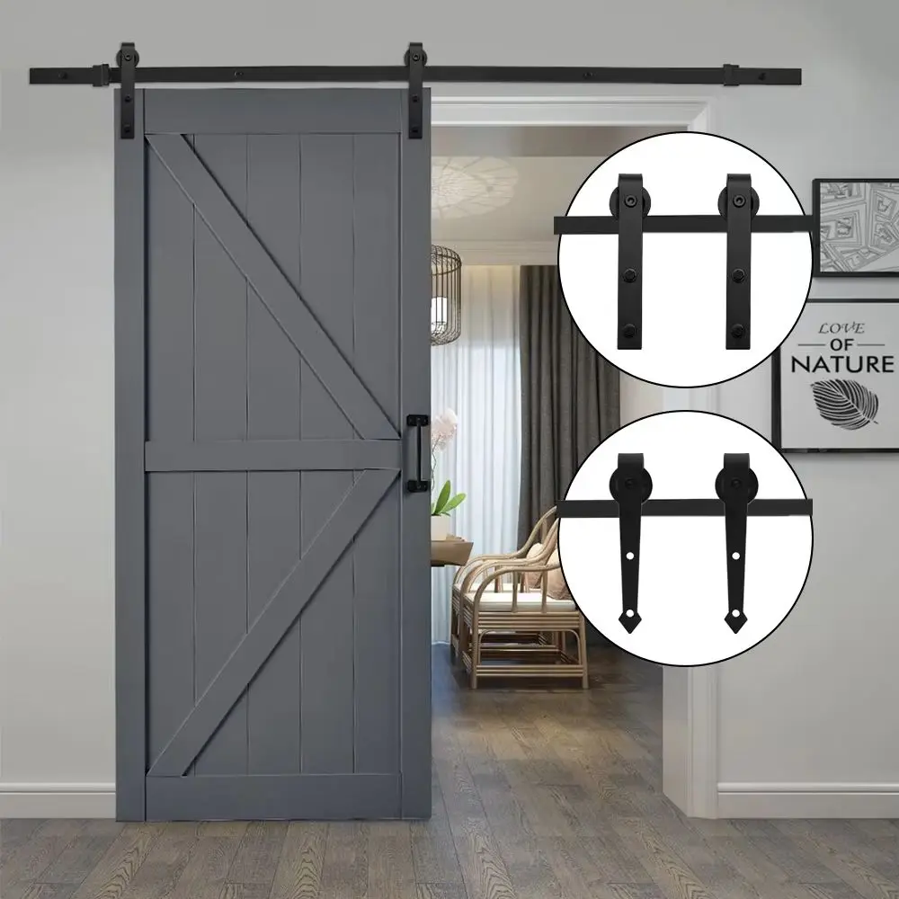 Rustic J Shaped Barn Door Hardware Kit 6ft