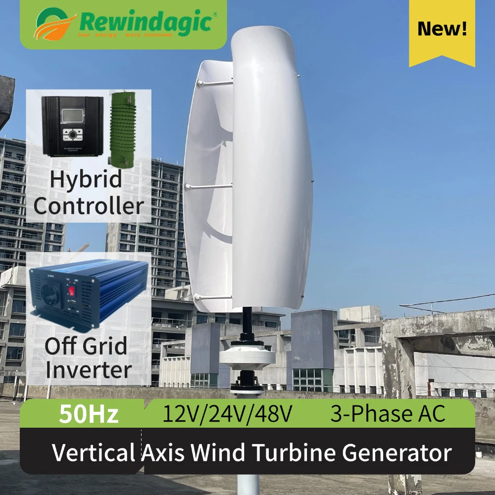 High Quality Wind Turbine Generator 10000W 30000W 24V 48V Vertical Axis Windmill With Hybrid Controller Inverter For Home Use