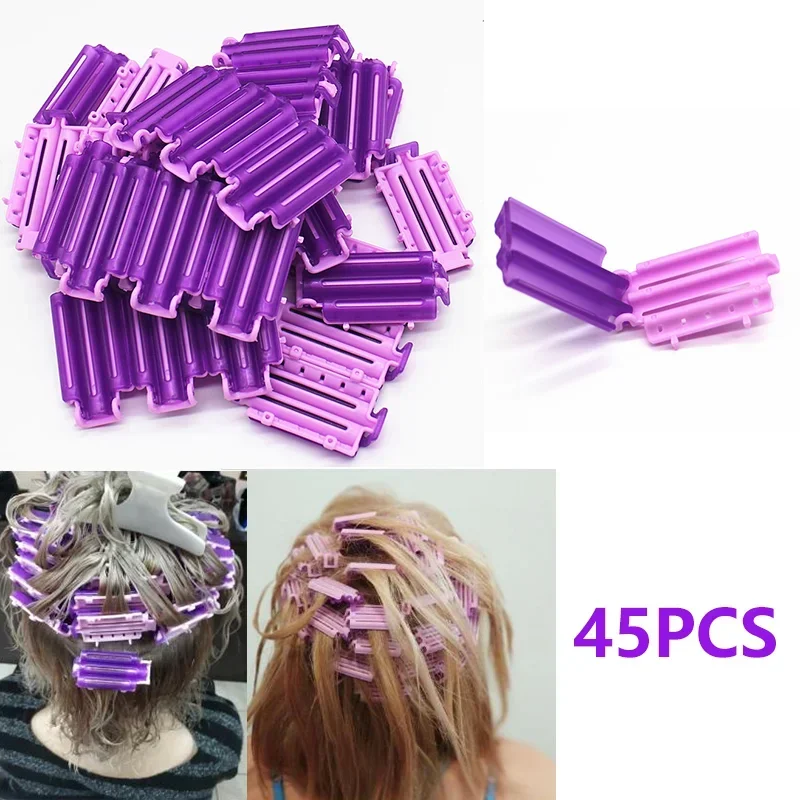 45pcs Hair Rollers Root Fluffy Clamps Wave Perm Rod DIY Bars Corn Clips Hair Curler Curling Curlers Styler for Women Girls